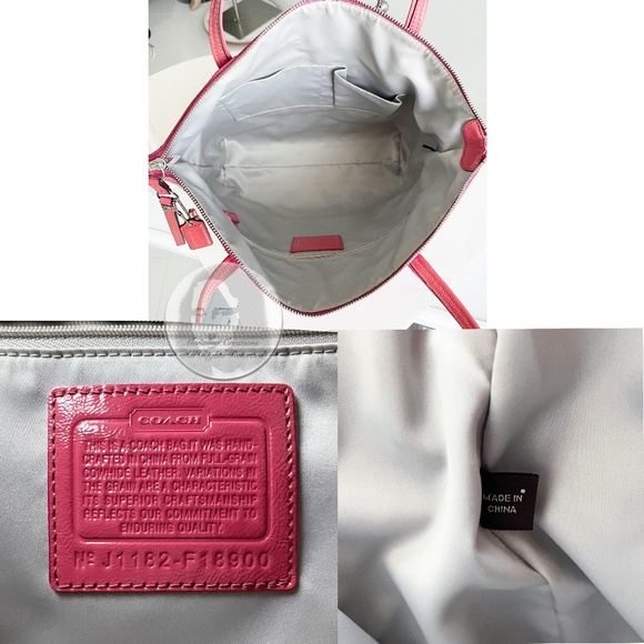 Coach Tote Bag Laura Style F18900 Pink Patent Leather with CC Logo - Picture 11 of 11